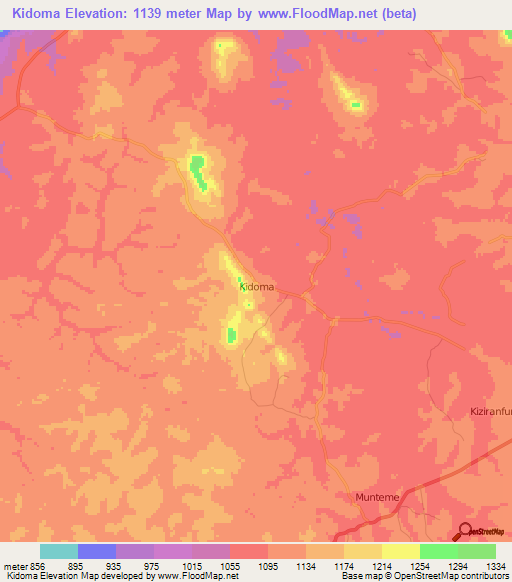 Kidoma,Uganda Elevation Map