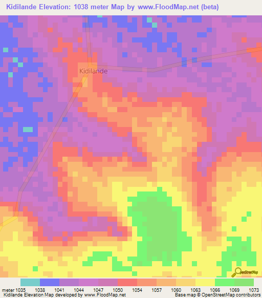Kidilande,Uganda Elevation Map