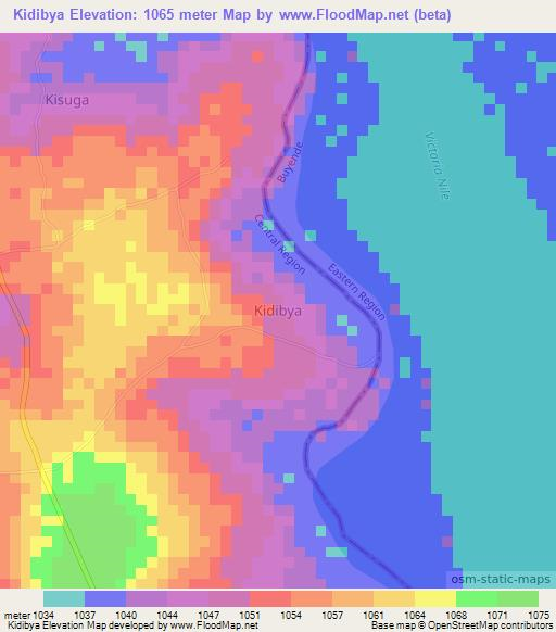 Kidibya,Uganda Elevation Map