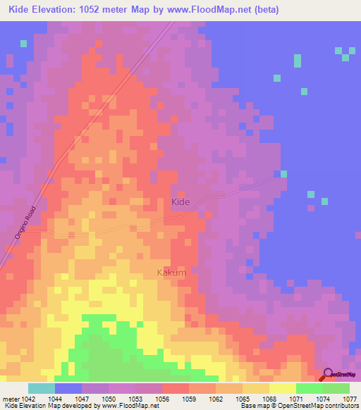 Kide,Uganda Elevation Map