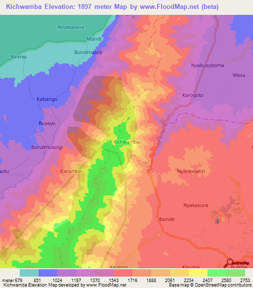 Kichwamba,Uganda Elevation Map