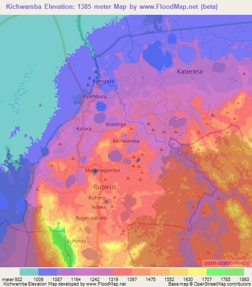 Kichwamba,Uganda Elevation Map