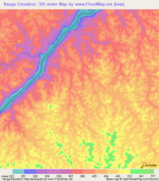 Kanga,Congo (Kinshasa) Elevation Map