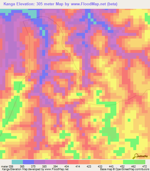 Kanga,Congo (Kinshasa) Elevation Map