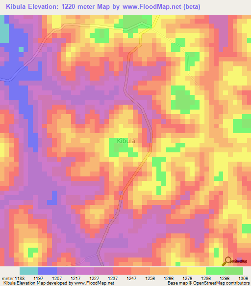Kibula,Uganda Elevation Map