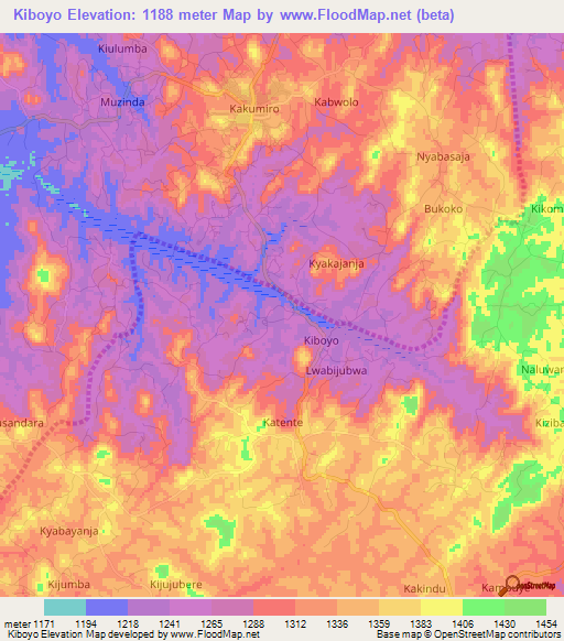 Kiboyo,Uganda Elevation Map