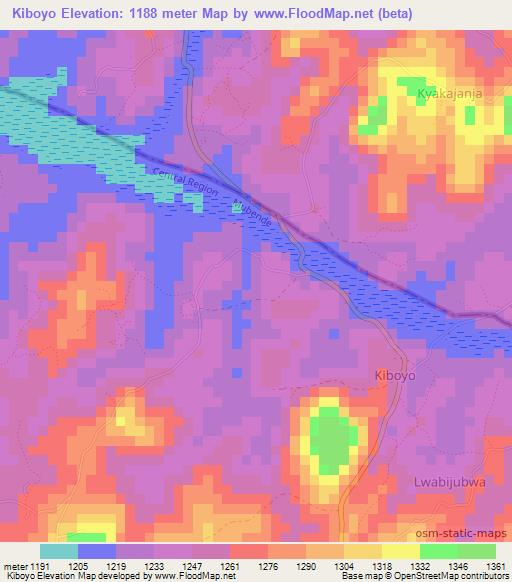 Kiboyo,Uganda Elevation Map