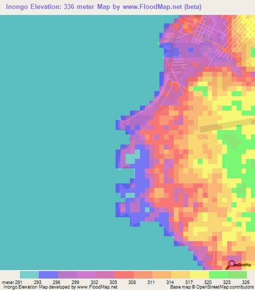 Inongo,Congo (Kinshasa) Elevation Map