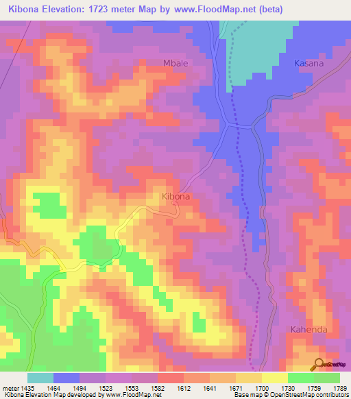 Kibona,Uganda Elevation Map