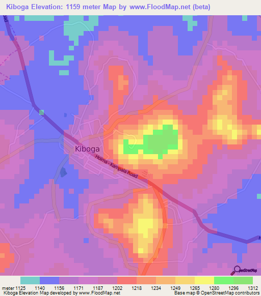 Kiboga,Uganda Elevation Map