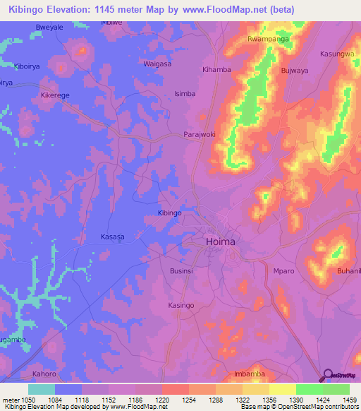 Kibingo,Uganda Elevation Map