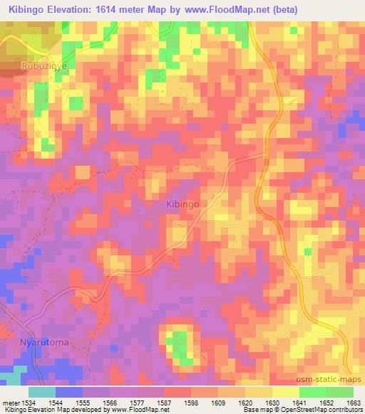 Kibingo,Uganda Elevation Map
