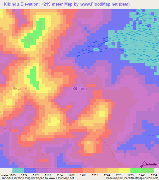 Kibindu,Uganda Elevation Map