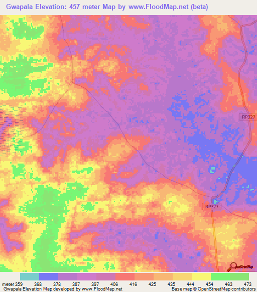 Gwapala,Congo (Kinshasa) Elevation Map