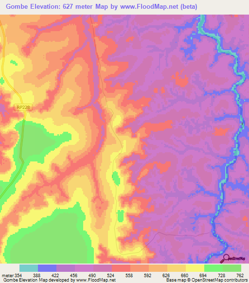 Gombe,Congo (Kinshasa) Elevation Map