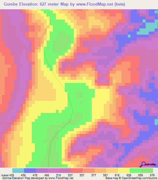 Gombe,Congo (Kinshasa) Elevation Map