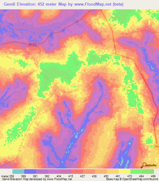 Gendi,Congo (Kinshasa) Elevation Map