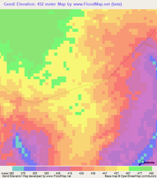 Gendi,Congo (Kinshasa) Elevation Map