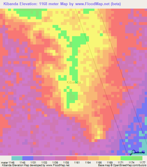 Kibanda,Uganda Elevation Map