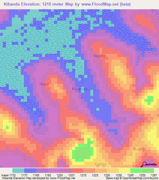 Kibanda,Uganda Elevation Map