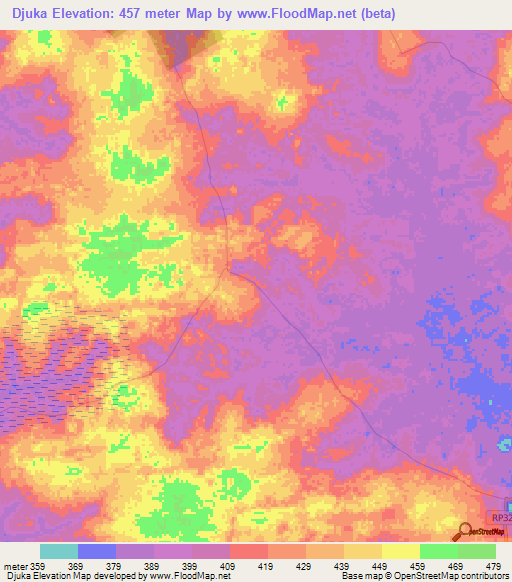Djuka,Congo (Kinshasa) Elevation Map