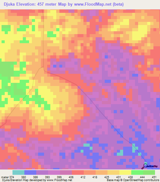 Djuka,Congo (Kinshasa) Elevation Map