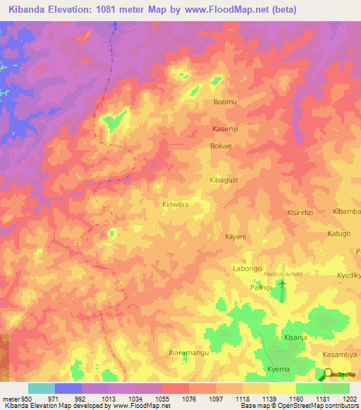 Kibanda,Uganda Elevation Map