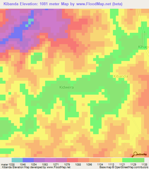 Kibanda,Uganda Elevation Map