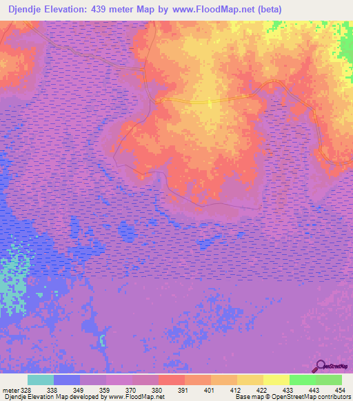 Djendje,Congo (Kinshasa) Elevation Map