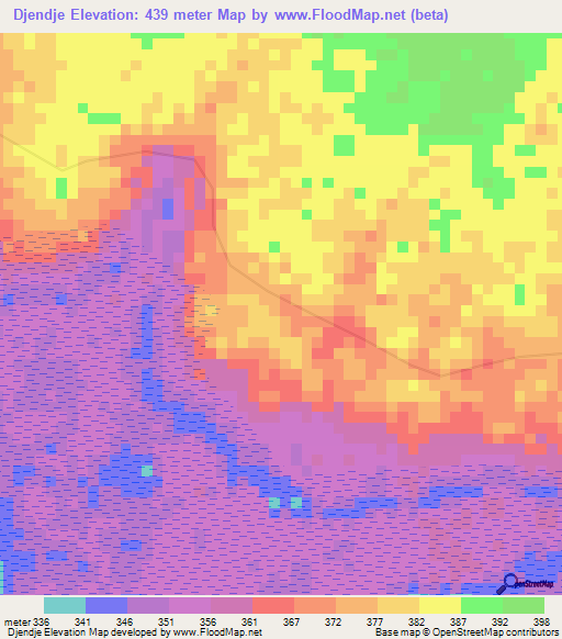Djendje,Congo (Kinshasa) Elevation Map