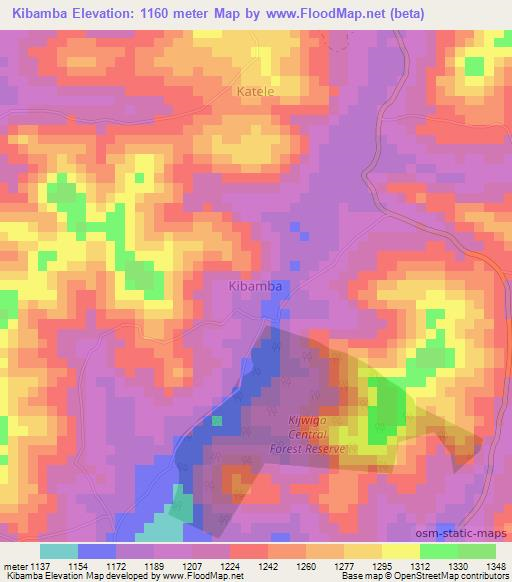 Kibamba,Uganda Elevation Map