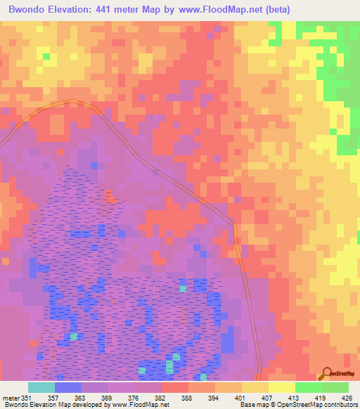Bwondo,Congo (Kinshasa) Elevation Map