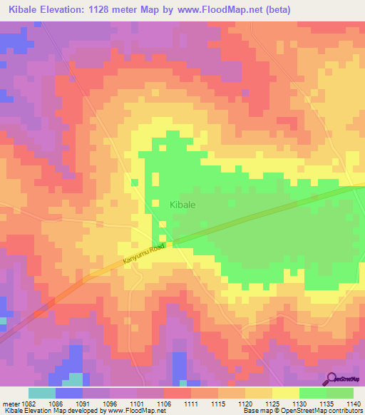Kibale,Uganda Elevation Map