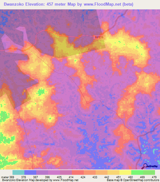 Bwanzoko,Congo (Kinshasa) Elevation Map