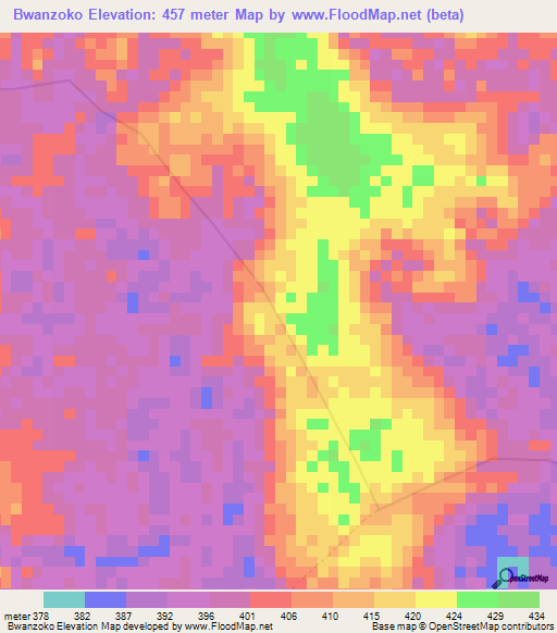 Bwanzoko,Congo (Kinshasa) Elevation Map