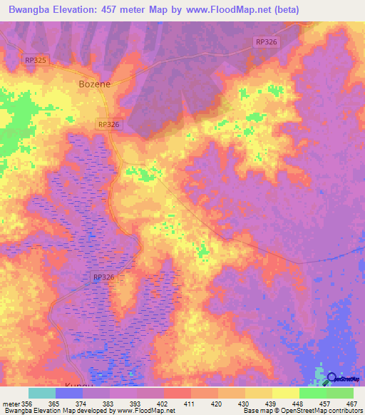Bwangba,Congo (Kinshasa) Elevation Map
