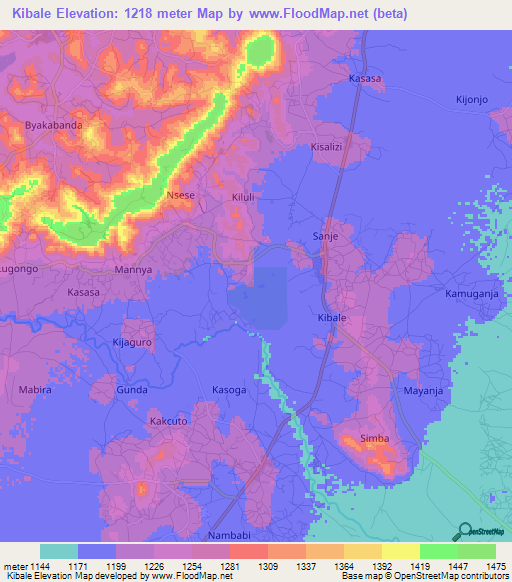 Kibale,Uganda Elevation Map