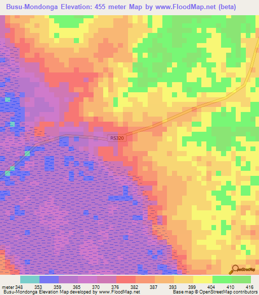 Busu-Mondonga,Congo (Kinshasa) Elevation Map