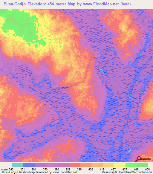Busu-Godjo,Congo (Kinshasa) Elevation Map