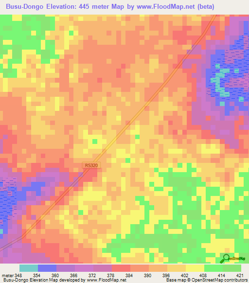 Busu-Dongo,Congo (Kinshasa) Elevation Map
