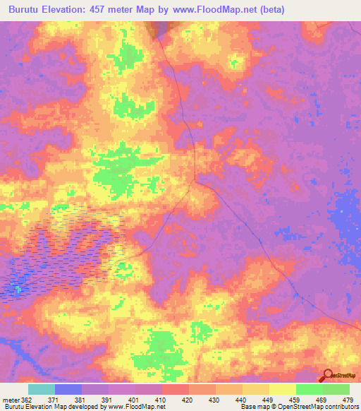Burutu,Congo (Kinshasa) Elevation Map