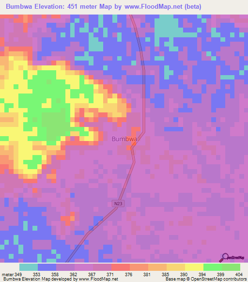 Bumbwa,Congo (Kinshasa) Elevation Map