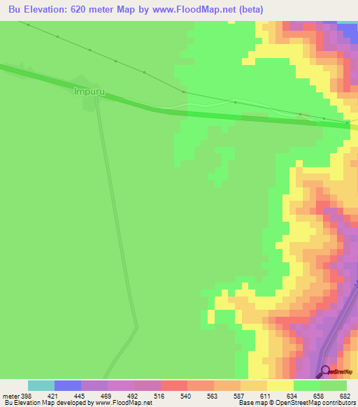 Bu,Congo (Kinshasa) Elevation Map