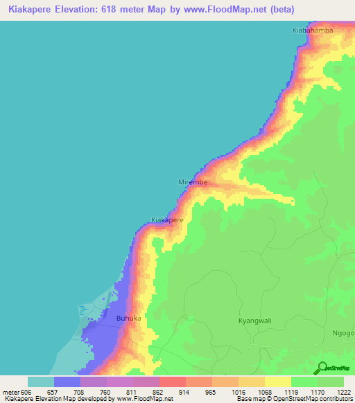 Kiakapere,Uganda Elevation Map