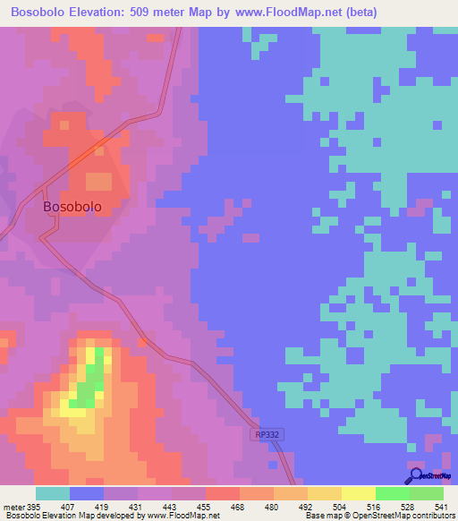 Bosobolo,Congo (Kinshasa) Elevation Map