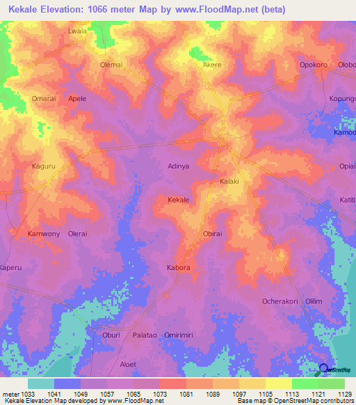 Kekale,Uganda Elevation Map