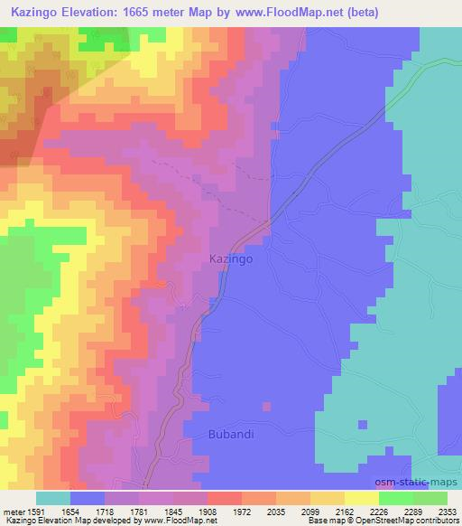 Kazingo,Uganda Elevation Map