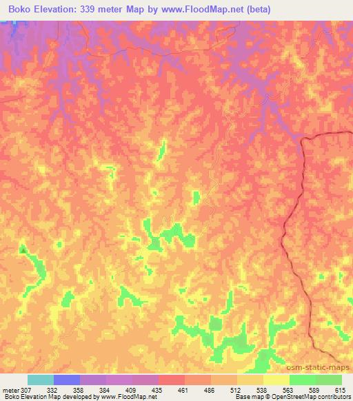 Boko,Congo (Kinshasa) Elevation Map
