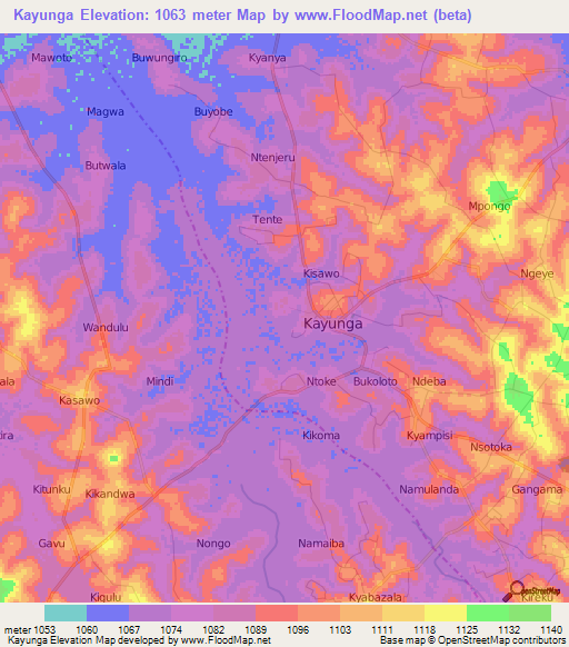 Kayunga,Uganda Elevation Map