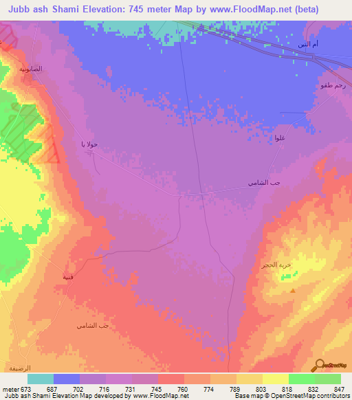 Jubb ash Shami,Syria Elevation Map